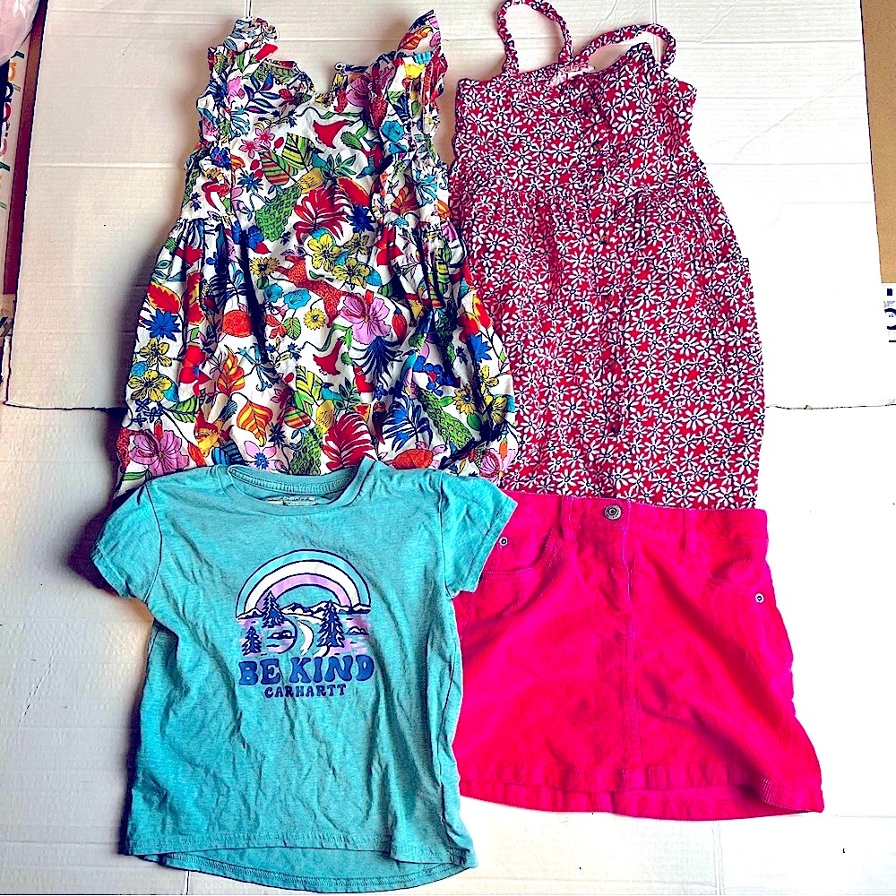 LOT Girl Sz 6/7/8 Mini Boden Carhartt Cat & Jack Dress Shirt Skirt Floral Pink